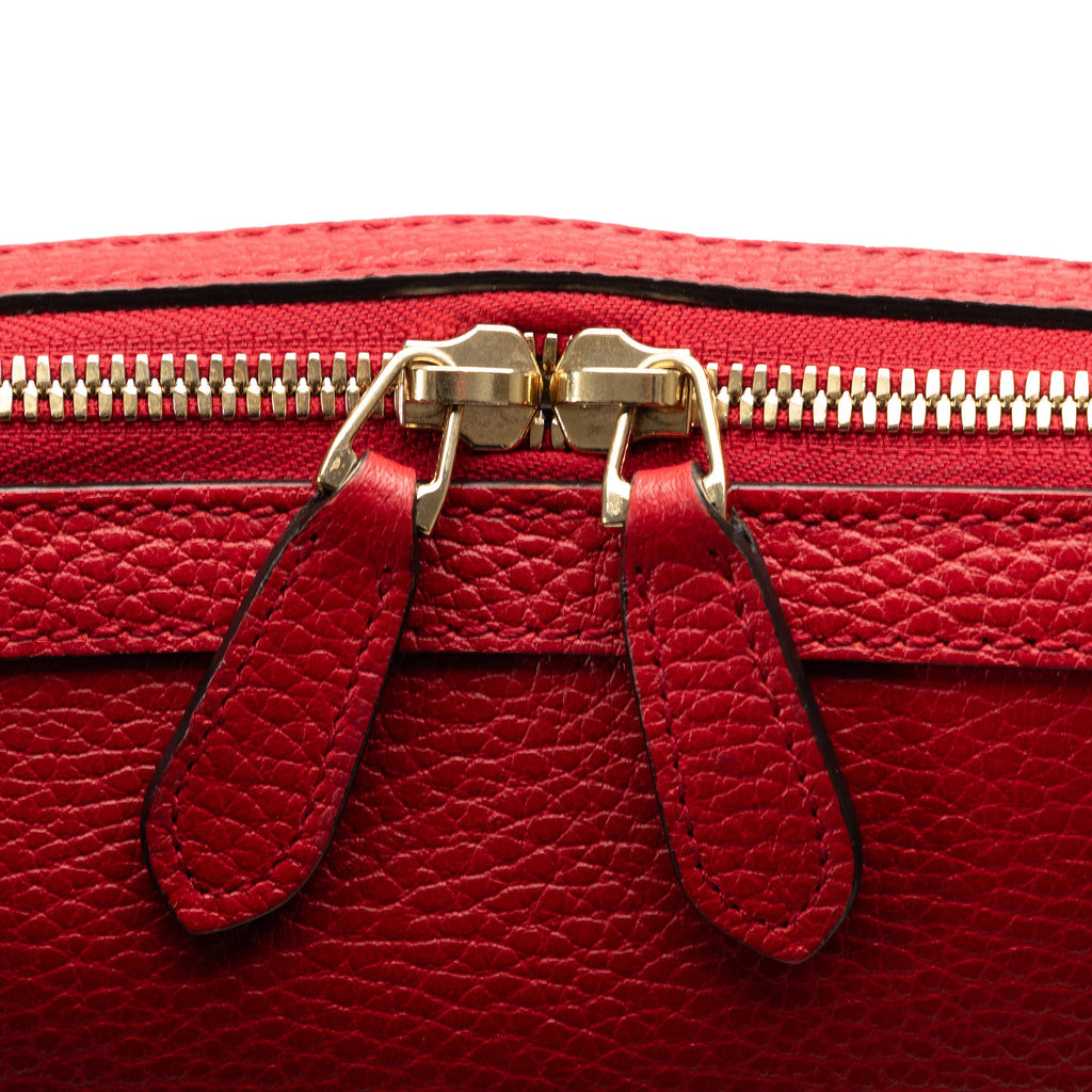 Leather Red Unisex Satchel Charm GG (Good) Calf Authenticated Dome Gucci Pre-Owned Convertible