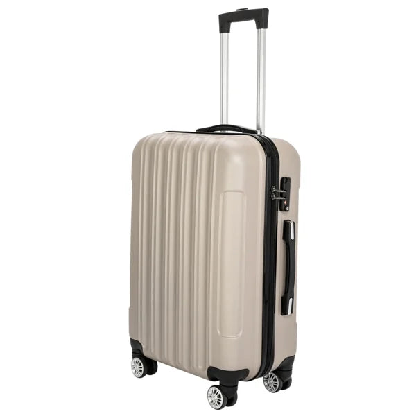 Luggage Set Wheels on Champagne Carry Suitcase(20/24/28), Lock Piece 3 Capri Spinner Luggage