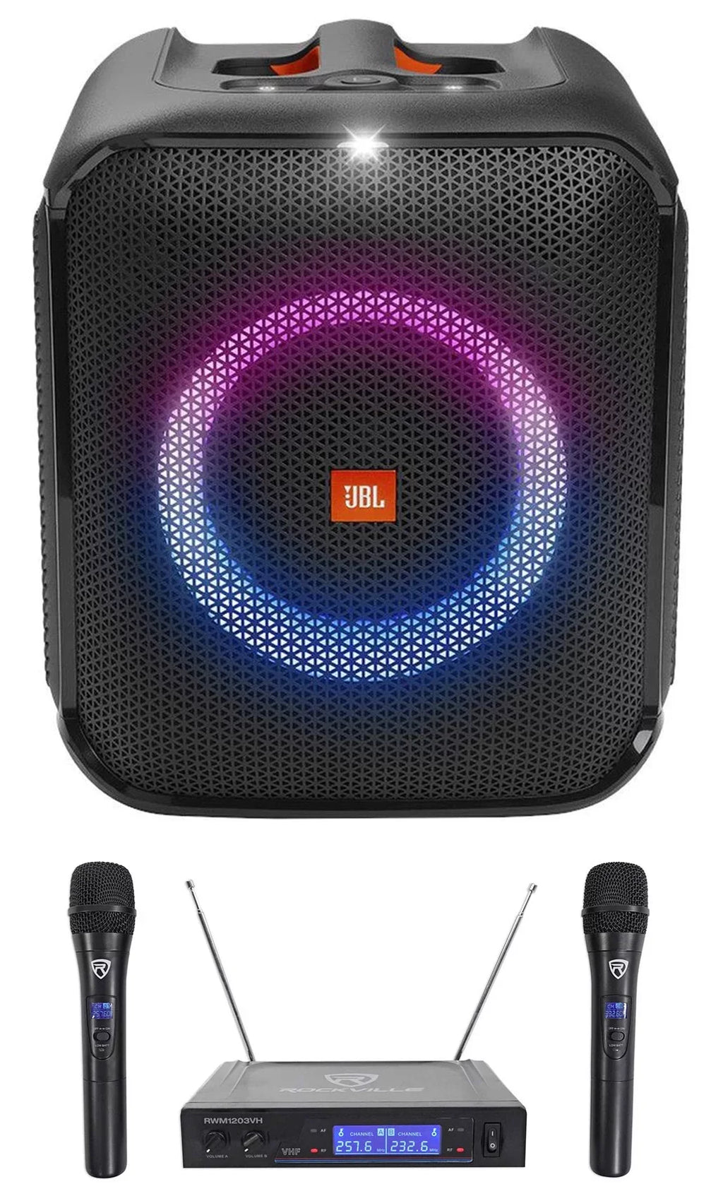 Essential w Portable Partybox Compact JBL Mics LED+Wireless Party Speaker Encore