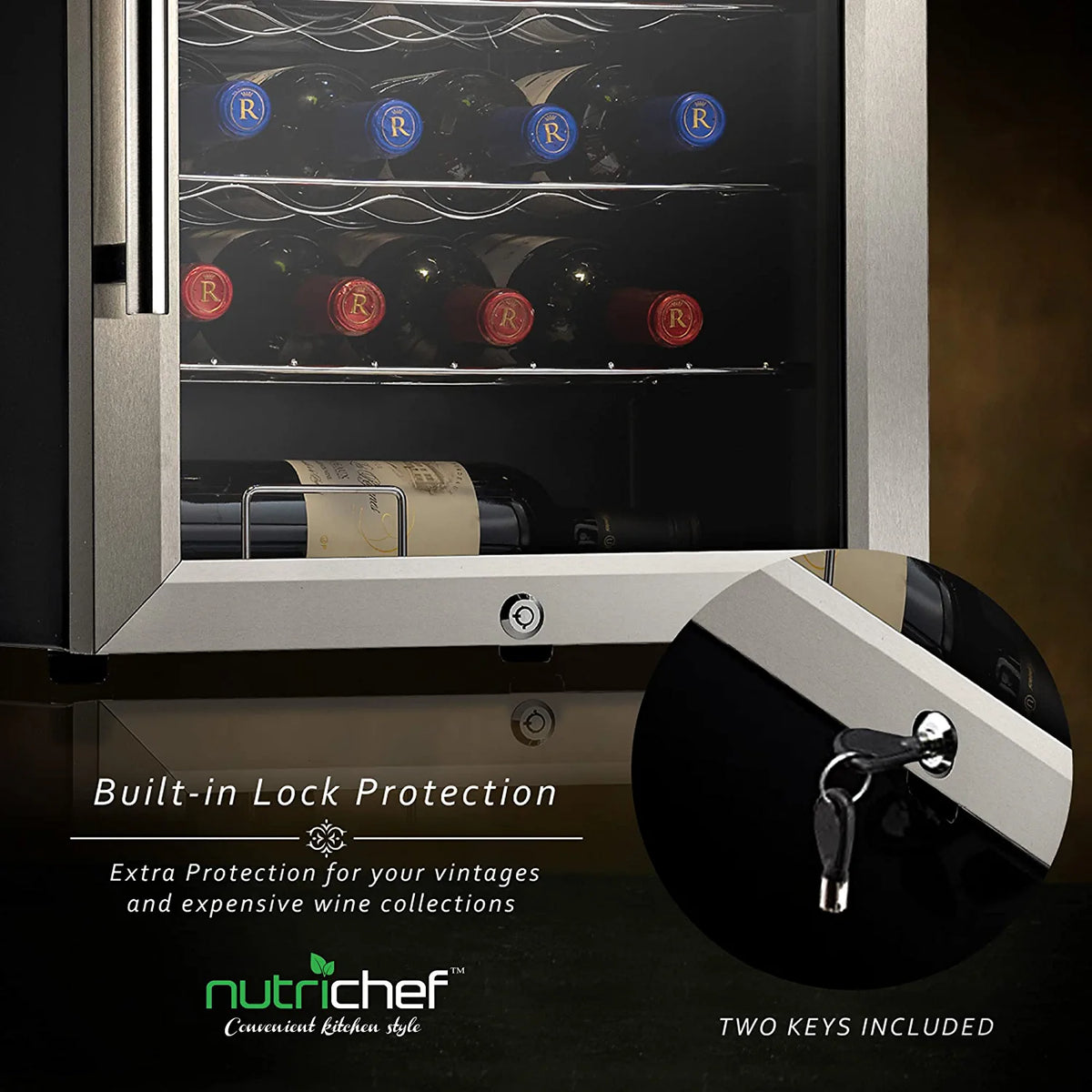 System Dual-Zone 28 Cooler Refrigerator Compressor NutriChef Cooling Bottle