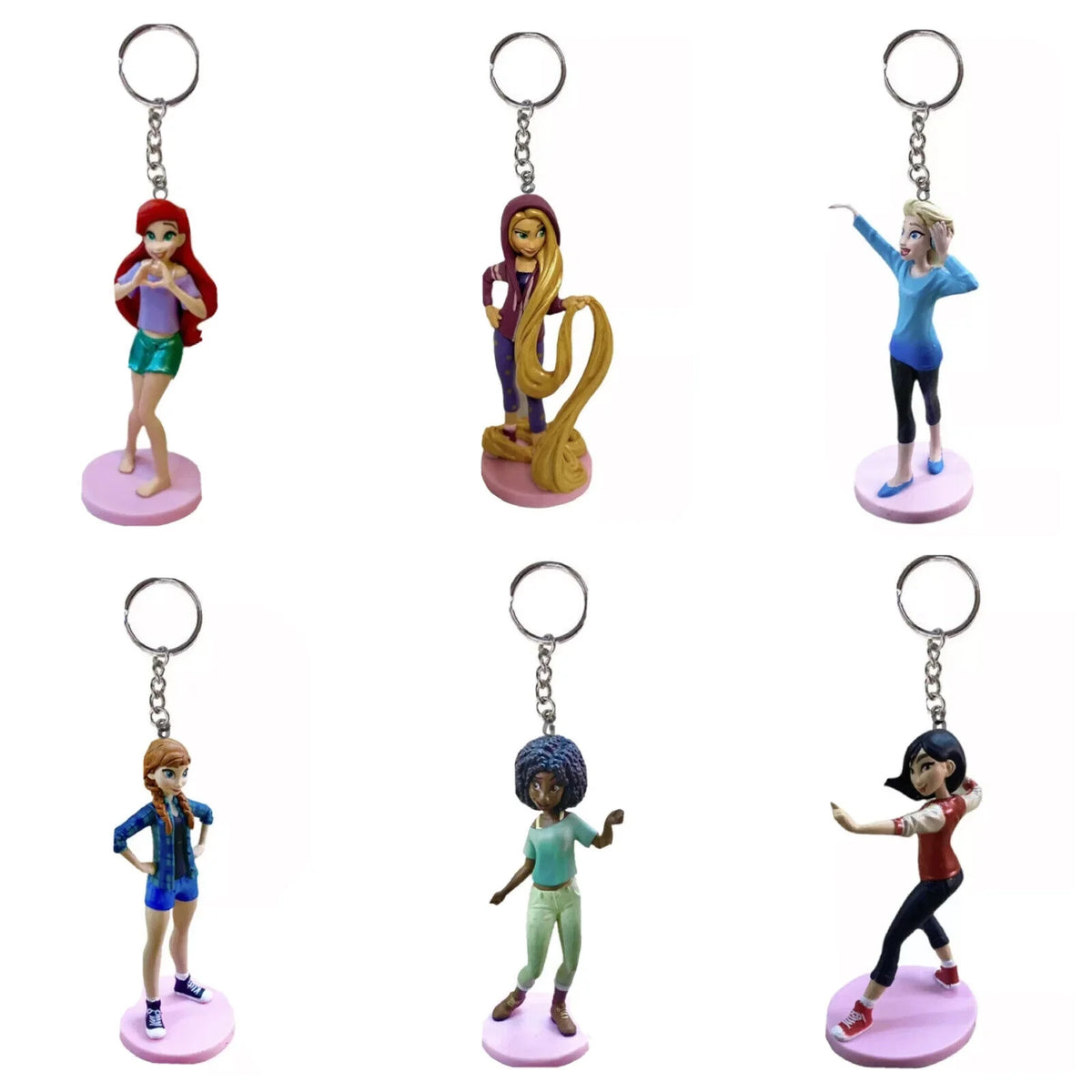 Ariel Elsa Anna Tiana Rapunzel Vanellope Fan Mulan Sports Pvc Pull Pc Princes 6