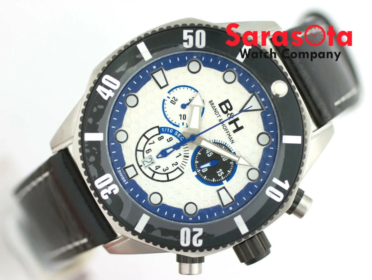 Leather Watch Dunbar Quartz &amp; Brandt 14060 Swiss Hoffman Chronograph B&amp;H Men's