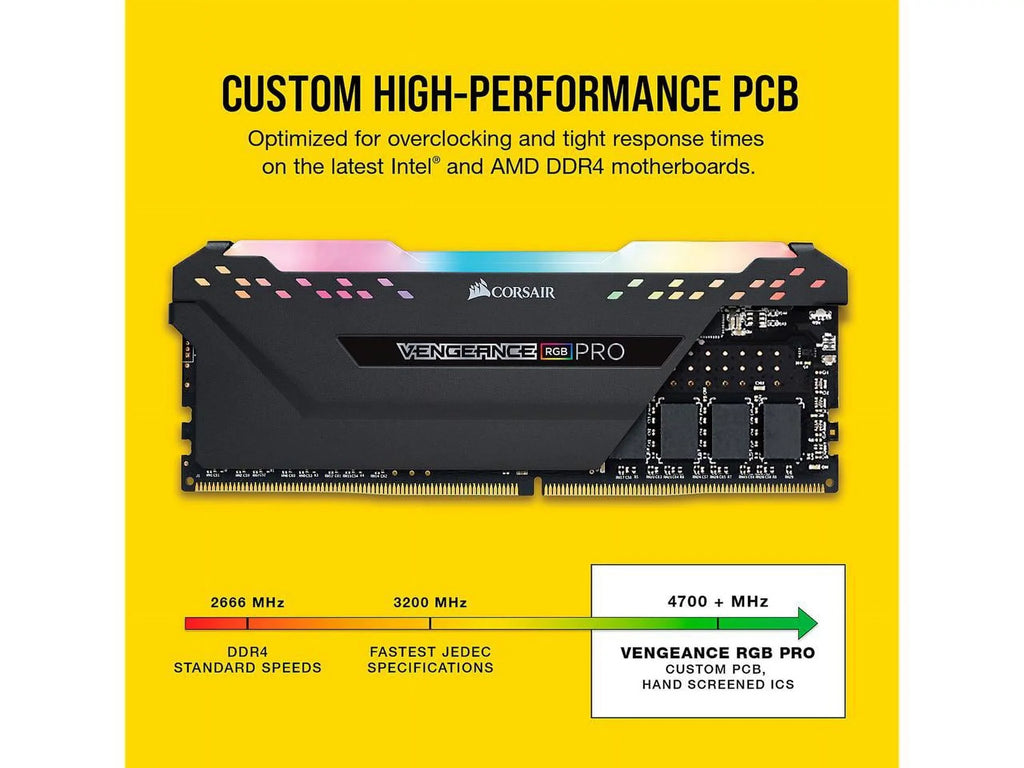 C16 Black RGB 3200MHz LED Desktop - Corsair Memory DDR4 (2x8GB) 16GB Vengeance PRO