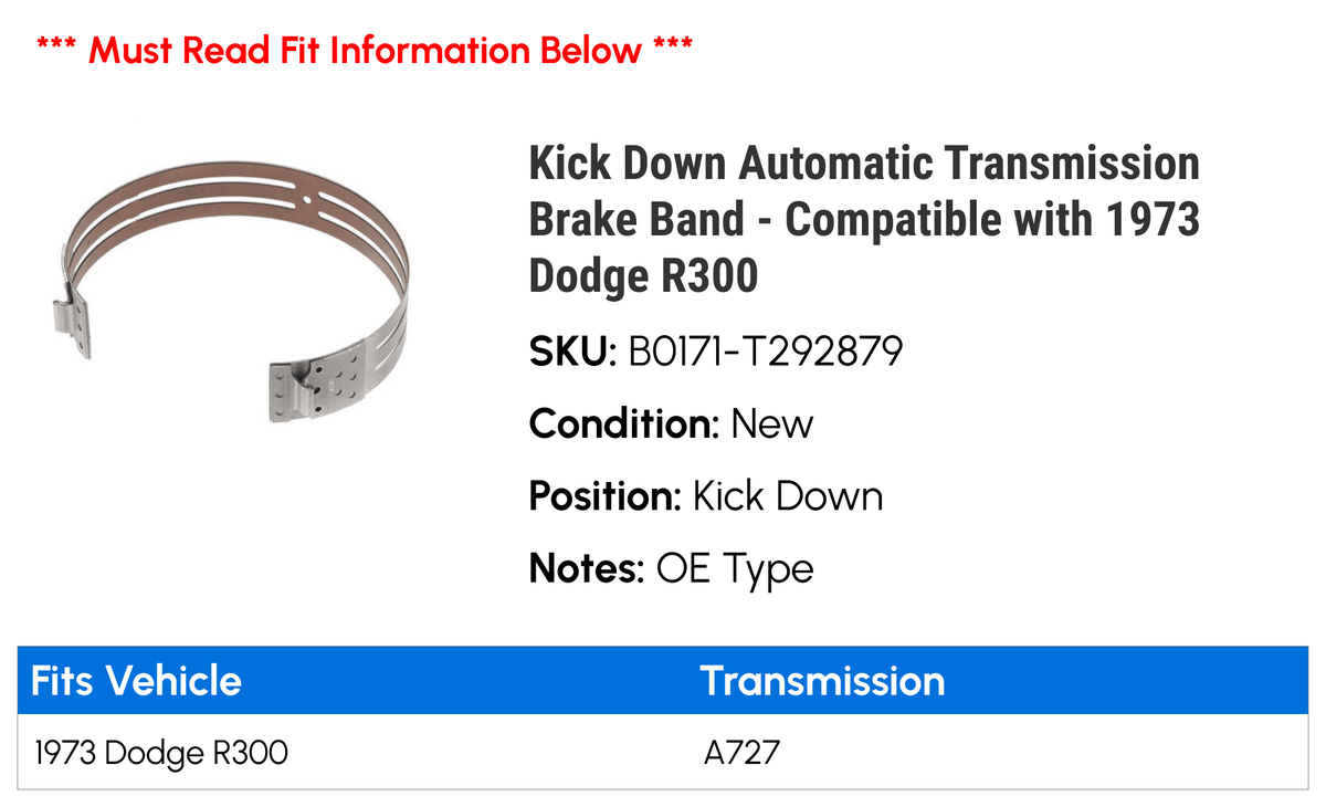 Automatic Kick 1973 - R300 Compatible Down Band Dodge with Brake Transmission