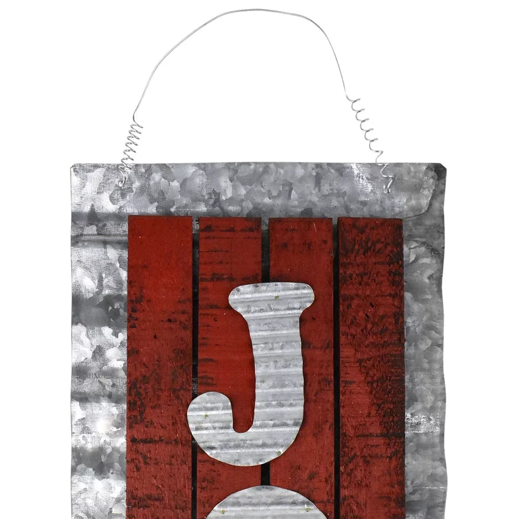 Holiday Hanging 18-3/4-Inch Sign, Metal Joy Corrugated
