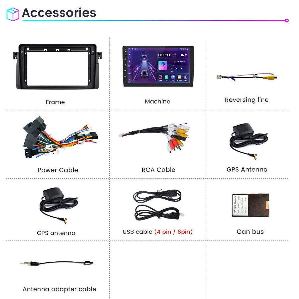 inch Carplay Stereo Screen WIFI HD FM E46 Auto RDS GPS 12 Android 9 Touch BMW Car Radio Bluetooth M3 for 2+32GB USB Apple Android