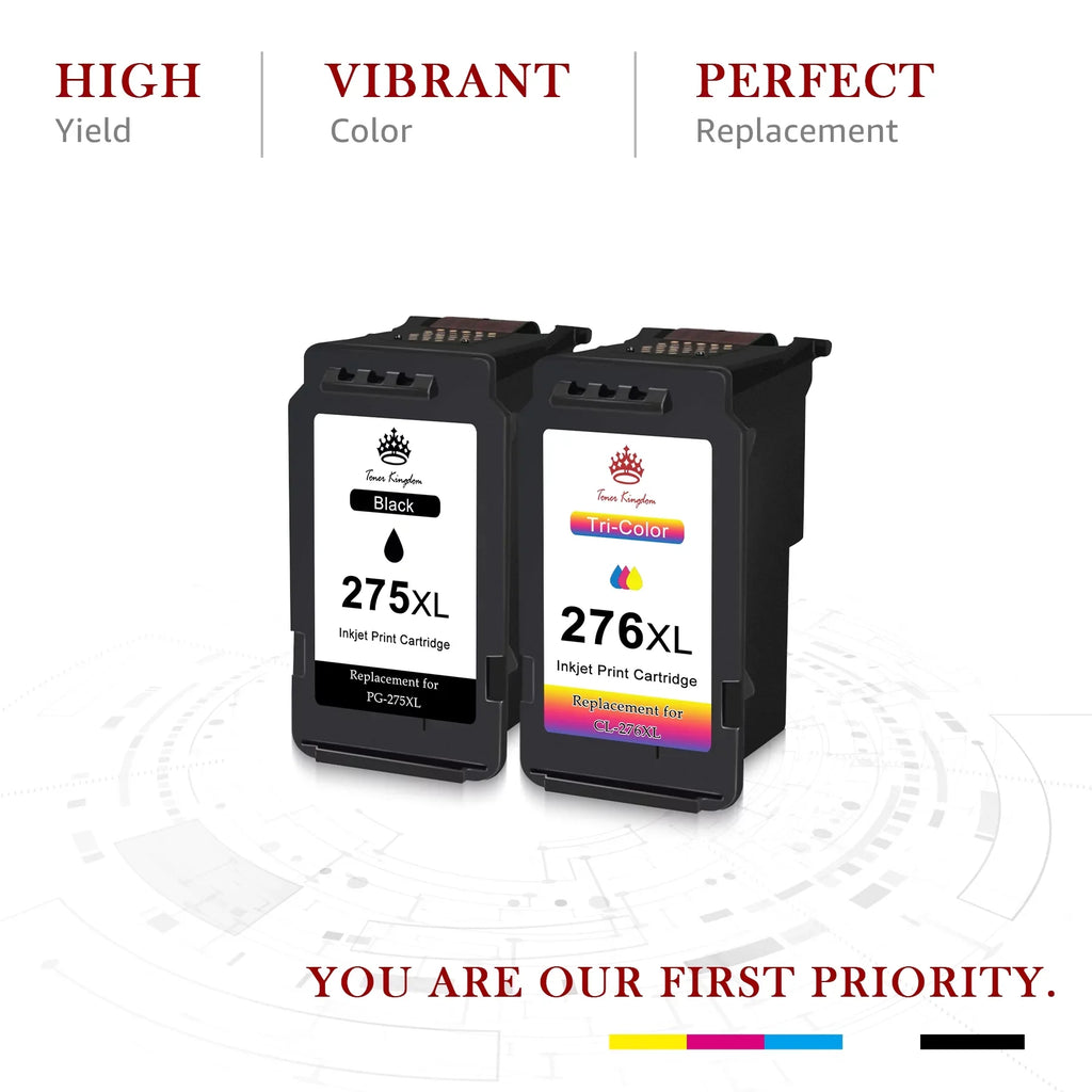 Cartridges and Ink Canon Kingdom Capacity Printers 275XL 276XL 276 1 Color) TS3520 CL-276 High PG-275 PIXMA TS3522 for TS3500 TR4722 Ink (2 Toner Ink TR4720 TR4700 275 Black, for Cartridges