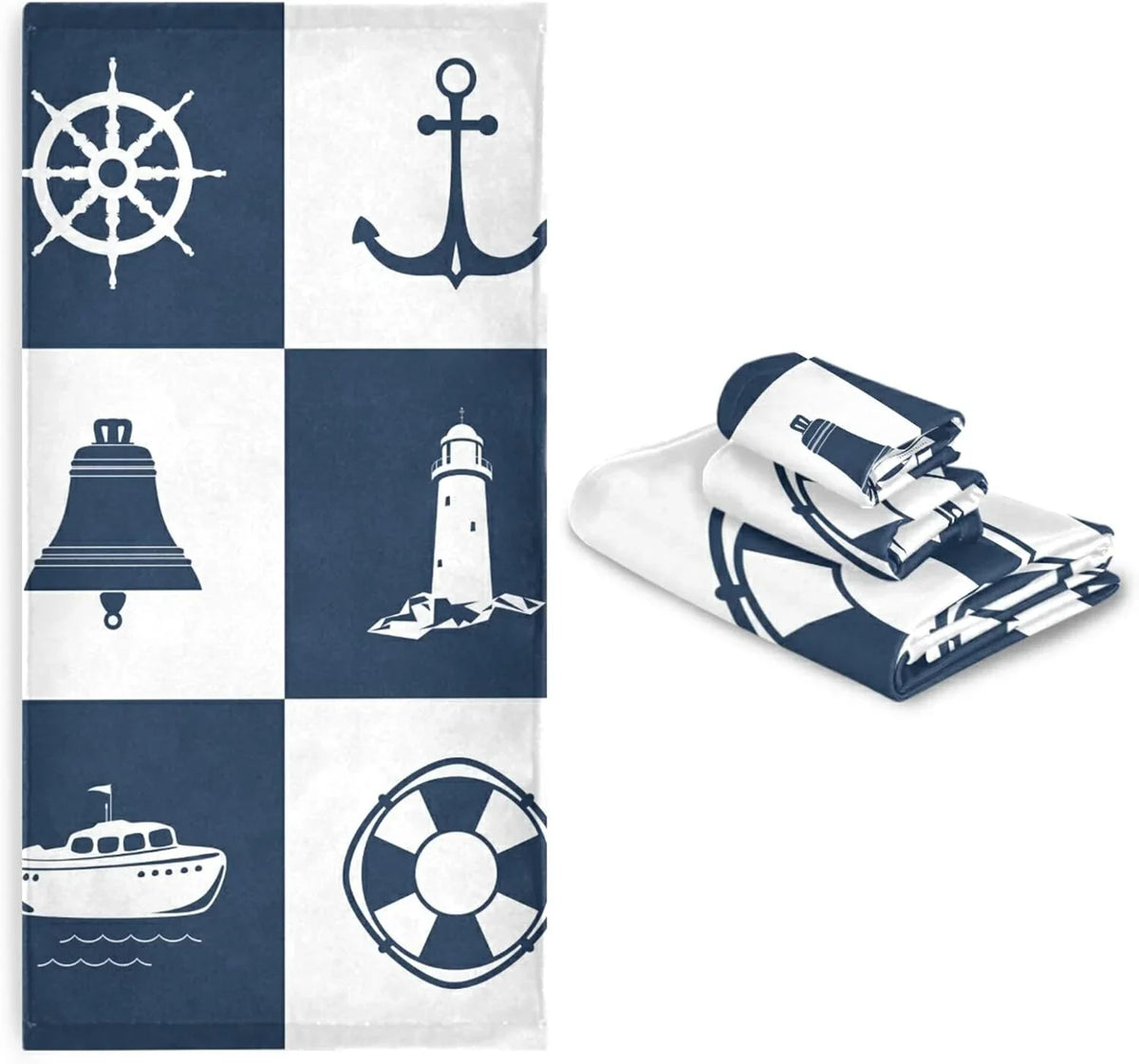 Soft Anchor Bath Bathroom GZHJMY Sailing Piece 3 Decorative Checked Lighthouse Towel Cotton Fingertip Absorbent Towels Sets for Towels Vessel Hand