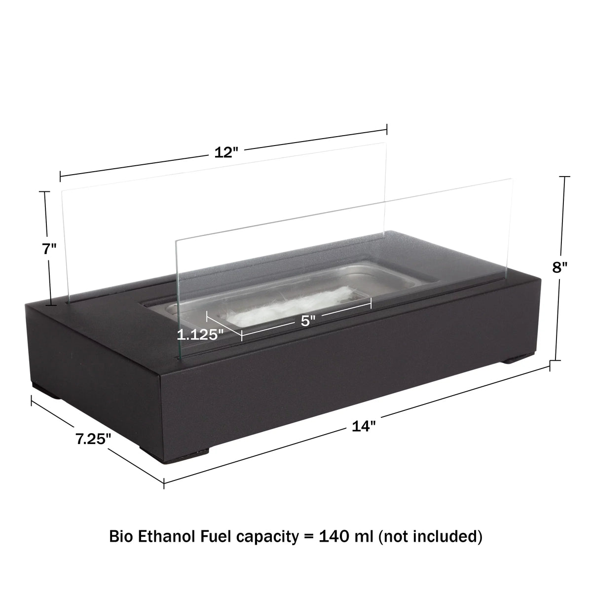 Northwest or Black Ethanol 2-Pack Ventless Outdoor Rectangular Fireplace, Bio Tabletop Indoor