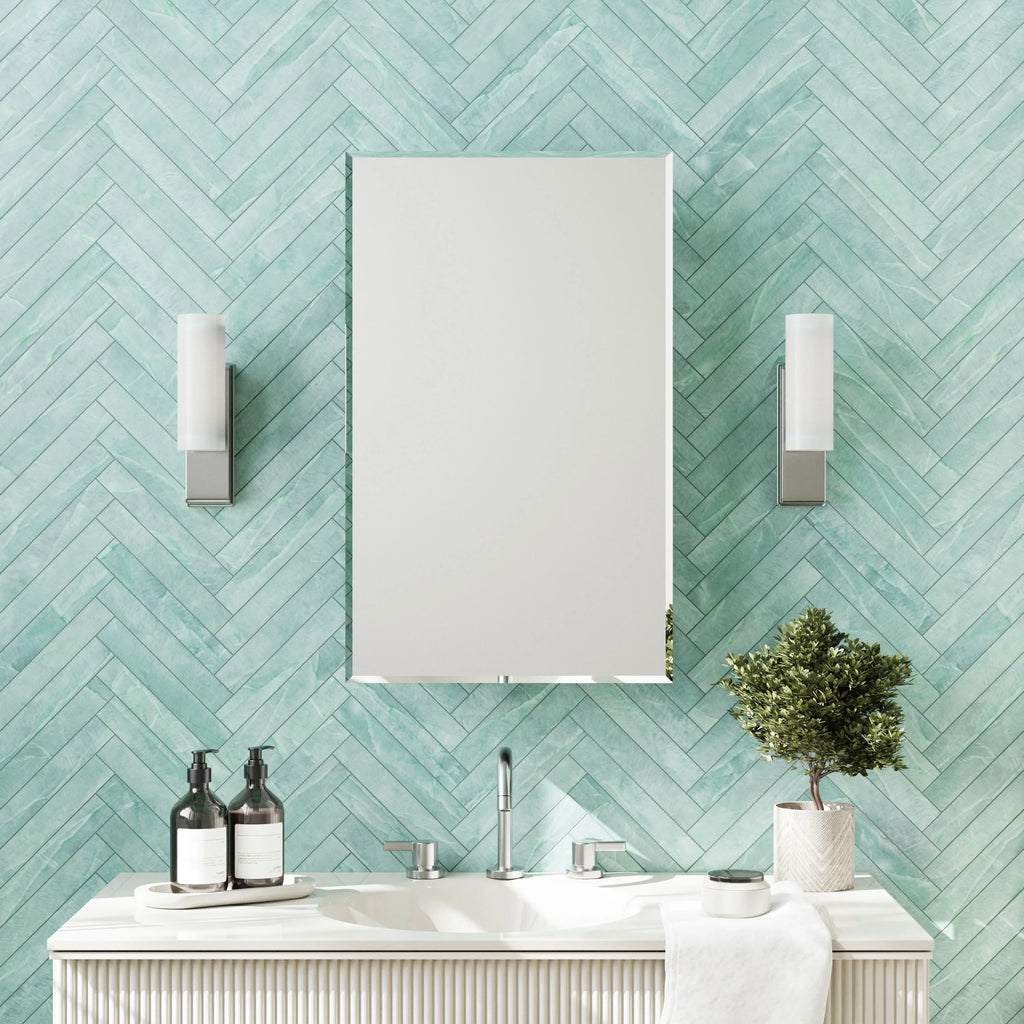 Zenna Frameless 26", 16" Medicine or Surface-Mount Home Recessed Mirror Rectangle x Steel Cabinet,