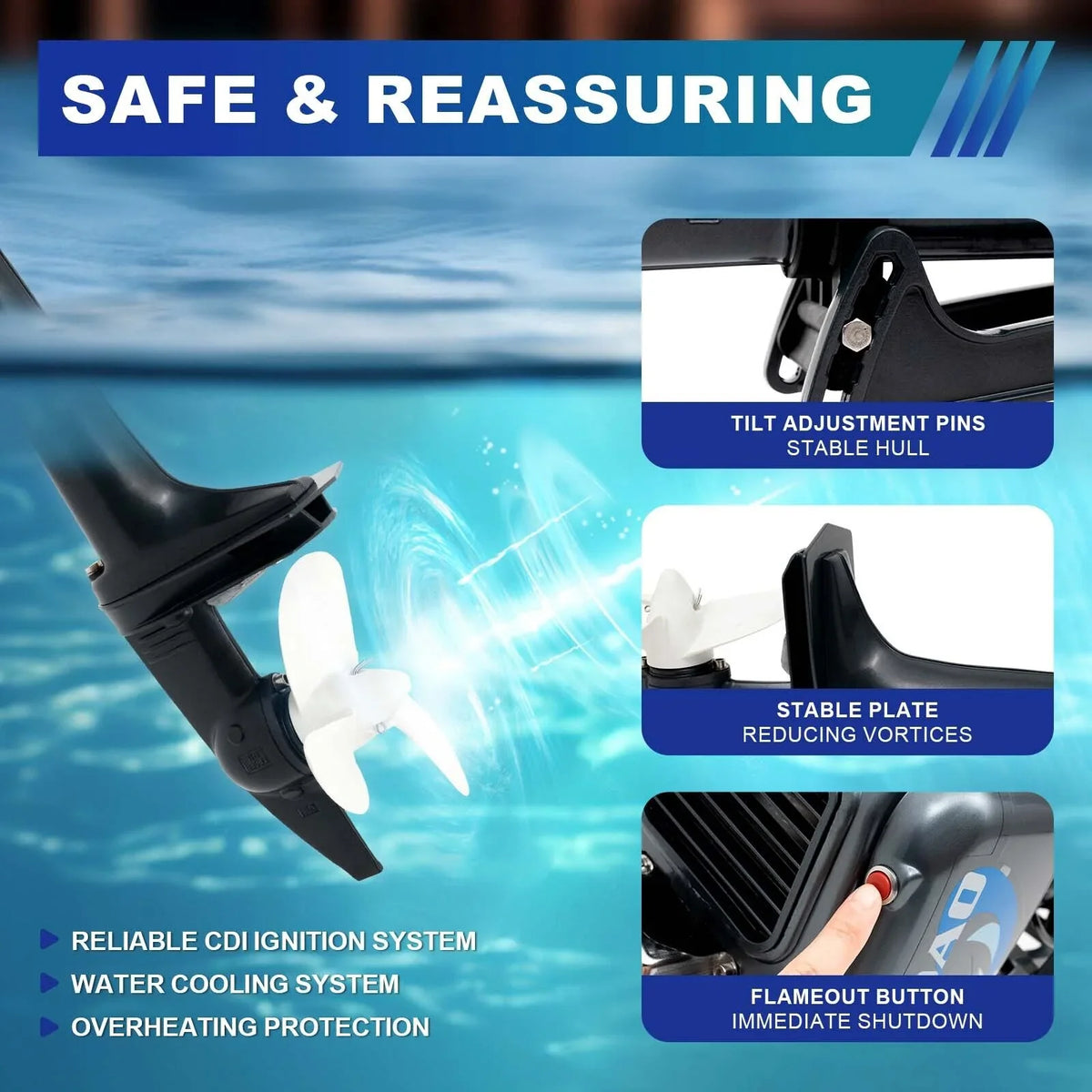 Boat HP System Engine Fishing Boat with 3.5 Outboard Water Motor Engine Cooling 2-Stroke