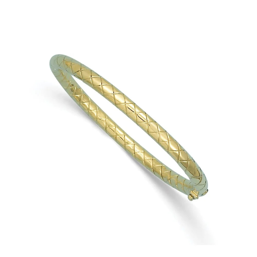Bangle Grooved for Gold 5mm Auriga and 14k Yellow Men Polished Hinged