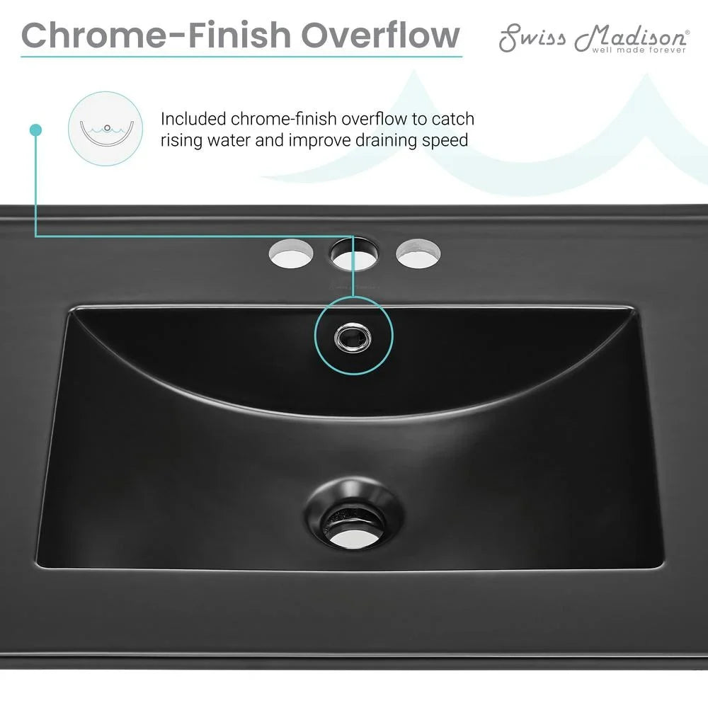 Bathroom Matte Sink in Faucet Black Holes 4" Centerset with 24" Top Vanity
