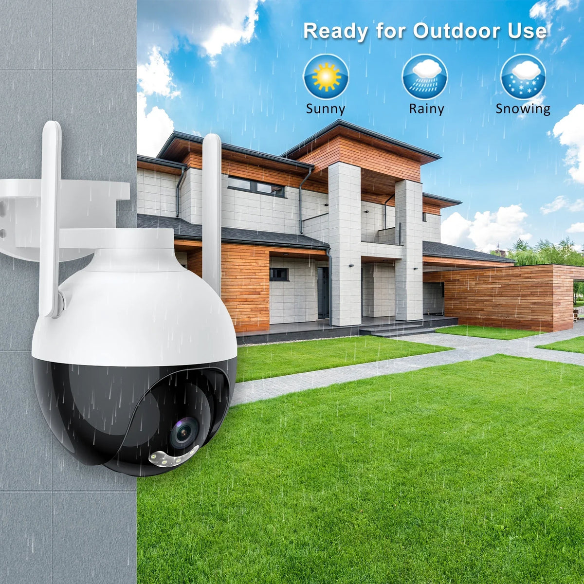 System Wireless Audio Detection Access Vision Lixada Remote Camera WiFi Home PTZ Color 2-Way Waterproof IP66 4MP View IP Night 360° Motion