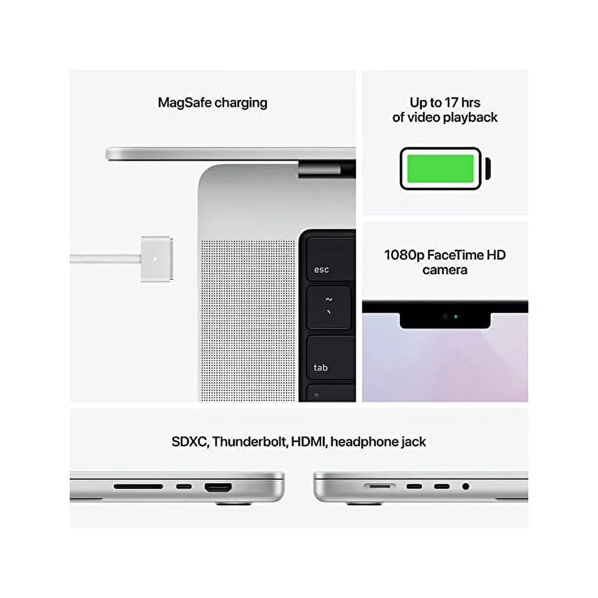 8 and GPU, Apple Silver Pro RAM, 14 Apple - with 512GB SSD) CPU Restored Pro chip MacBook core (Refurbished) 16GB core M1 (14-inch,