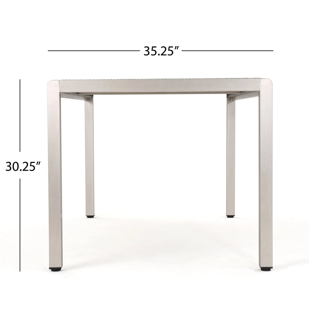 Aluminum Coral Top, Grey Outdoor Table with Dining Bay Wicker