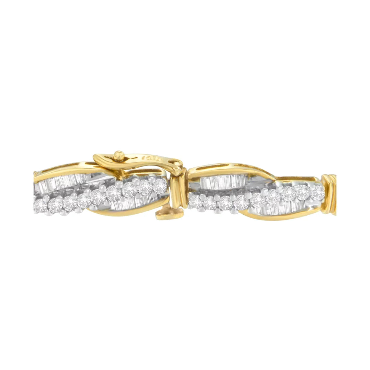 (H-I,SI1-SI2) 3 14K Bracelet Diamond Gold Winding Round and CTTW Cut Love Baguette Yellow
