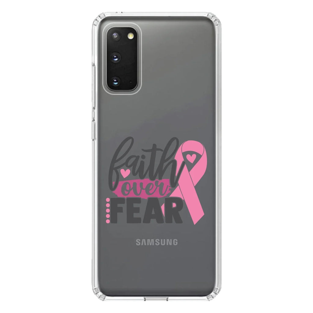 Tempered Screen Pink Hybrid Ribbon Galaxy Cancer Case Acrylic Over S20 (6.9" - Protector - - for 5G Glass Fear Back DistinctInk Screen) Faith Shockproof Bumper ULTRA Clear TPU /