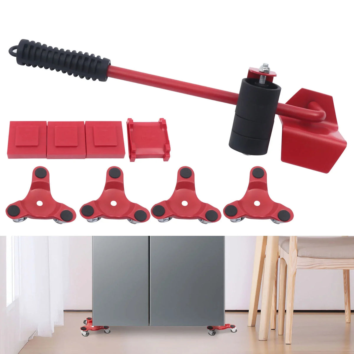 Universal Fichiouy Kit Mover Mover Red Dolly Alloy Furniture Furniture Steel Wheel with