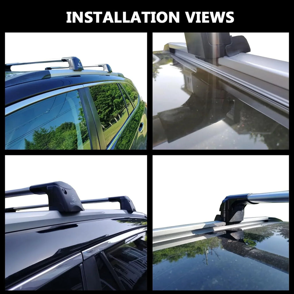 Subar-u Cargo Premier Rack Crossbars – Box Black Fit Rooftop Board, Luggage, for Bars Cross for Carrier Outback Chrome Bike Ski ROKIOTOEX Touring 2015-2019 SO14T Roof Lush Side Rails,