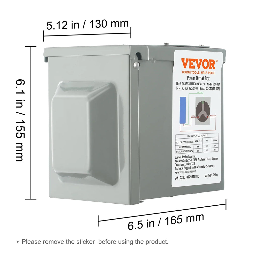 30Amp Power NEMA Panel Trailer Electrical Generator Car Weatherproof Outlet 25/250V Receptacle Camper for Box, Enclosed Lockable Motorhome TT-30R, Electric RV BENTISM RV Outdoor Travel