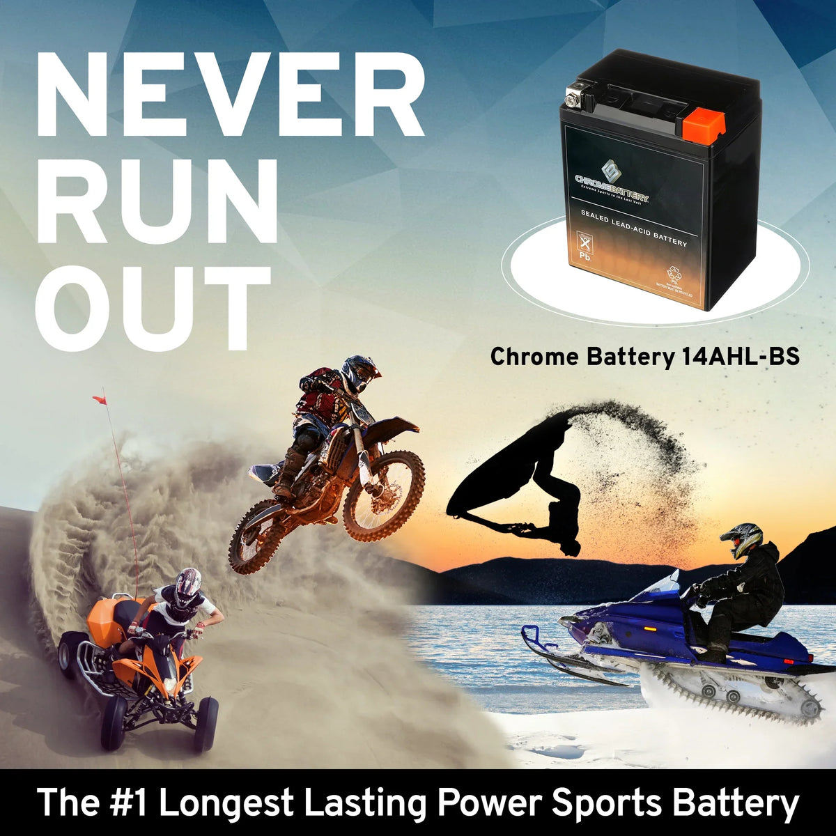 Chrome Battery for Ah, 210 YTX14AHL-BS 1993 CCA) 500cc Ex500-a Motorcycle 12 Volt,12 Battery (14AHL-BS Kawasaki