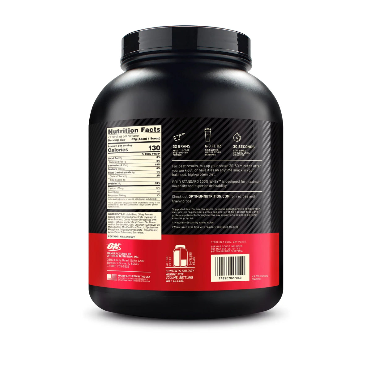 Nutrition, Protein Chocolate lb, 100% 5 Whey Standard Optimum 71 Coconut, Gold Servings Powder,