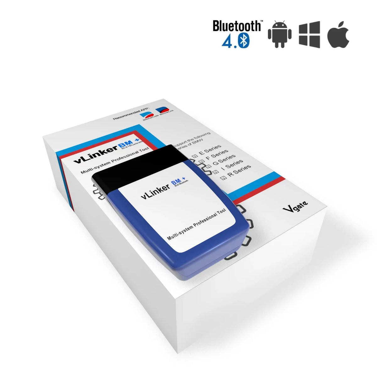 Diagnostic vLinker Car Unlock Vgate BLE OBD Bluetooth with BimmerCode, OBD2 Features & Hidden BMW/Mini, Scanner Tool BM+ in Android for iPhone Works II