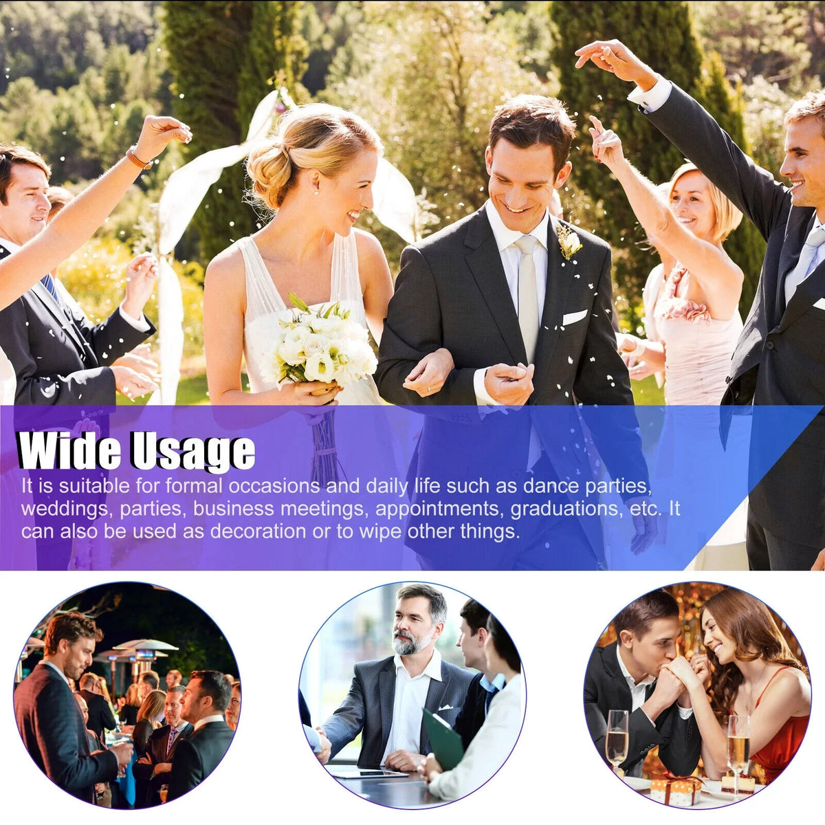 Wedding Silk Handkerchief Dot Square Party Hanky Men Floral Pocket Fashion 8PCS