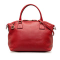 Leather Red Unisex Satchel Charm GG (Good) Calf Authenticated Dome Gucci Pre-Owned Convertible