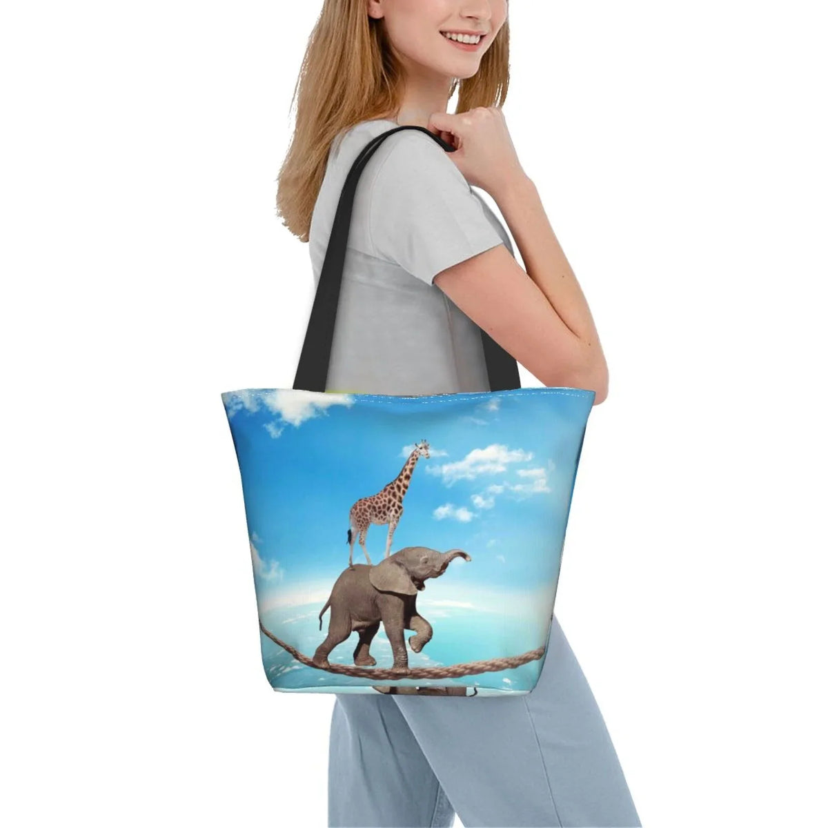 High Shopping Fear Bag,Shoulder On Lukts Tote Bag Walking Rope Elephant Women'S Overcomes Handbags By Capacity Bag Giraffe Large Hobos