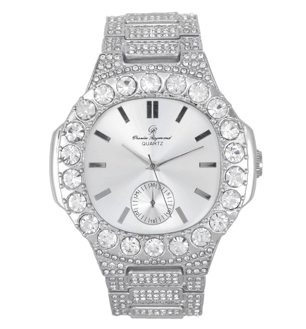 Diamonds Your Out Choice!! Baguette King. Mens is for Better Oversized The Diamonds Oblong Your Style!! Bigger Bling-ed (Silver Metal - Luxurious - or Watch Silver) ST10316CE