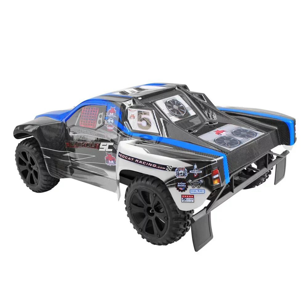 Motor RC Course Redcat Blue Short SC Truck, Racing Brushed Electric Blackout