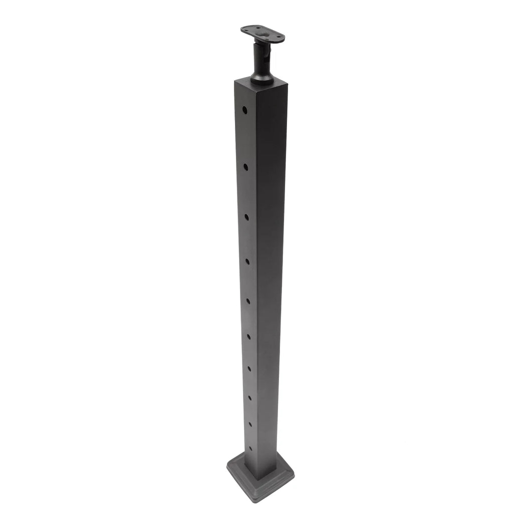 Top Mount Railing Top Post Post Black Concrete Level Finish 36"x2"x2" Cable Line drilled Deck Level Steel Stainless Post Wood Adjustable Level