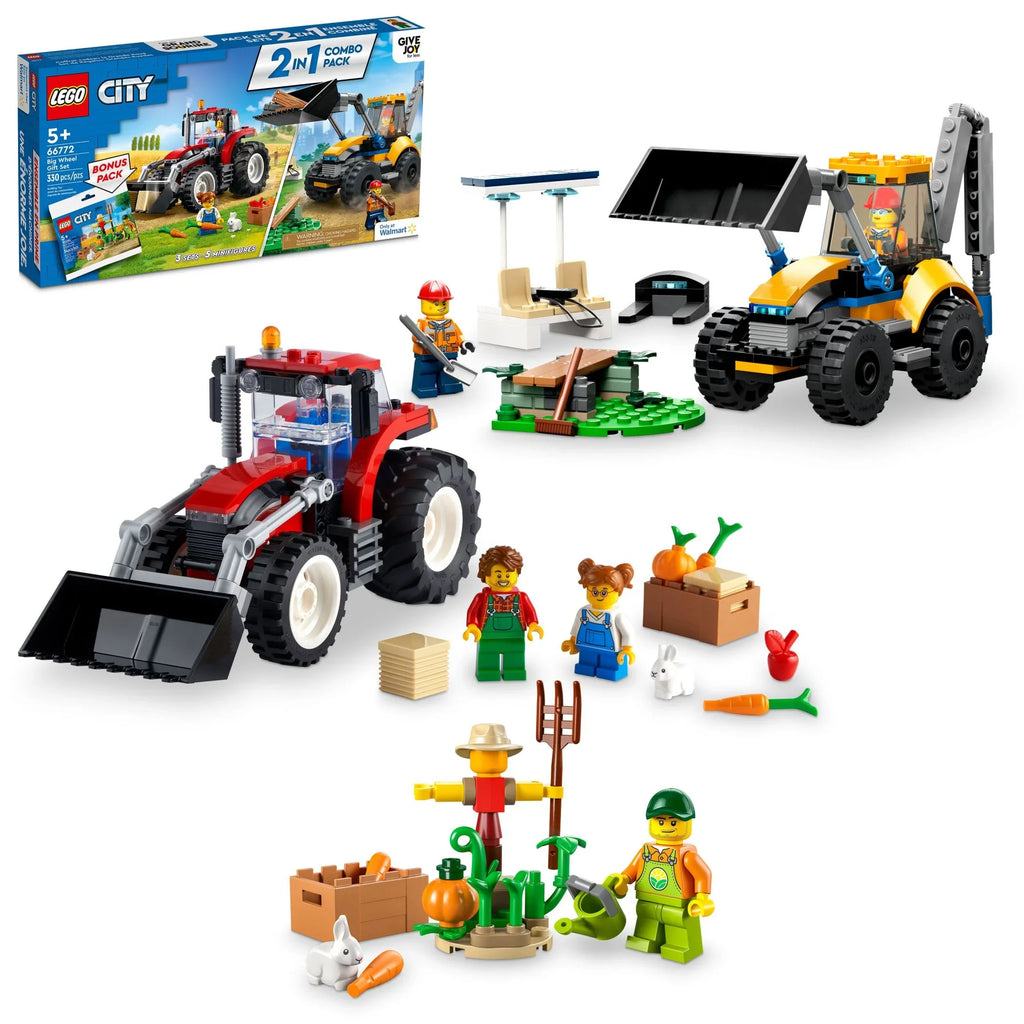 Bonus for Construction LEGO Building and Ages Plus Boys and Tractor Pack, City and 66772 Girls Great Set, Sets Gift Digger Scarecrow Garden Toy up, Gift Big Farm 5 & 2in1 Wheel
