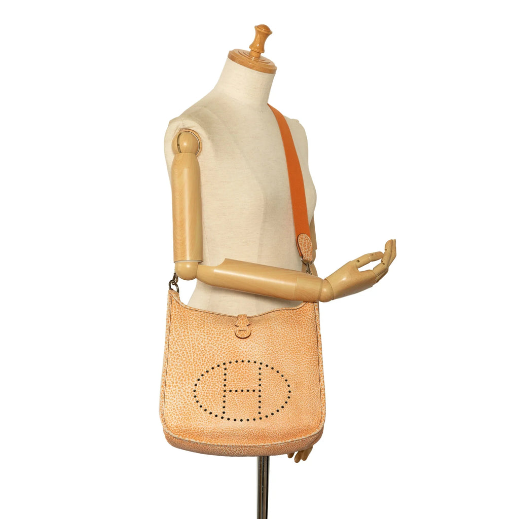 Hermès Calf Evelyne (Good) I PM Bag Orange Buffalo Crossbody Unisex Authenticated Leather Dalmatian Pre-Owned