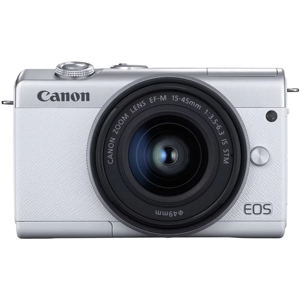 M200 15-45mm Cap Wallet Memory Cleaning Flex Strap Camera with (3700C009) + + + Canon + Lens EOS Card Kit Tripod + Reader Case + + Mirrorless + 64GB Card Hand (White) Keeper Memory