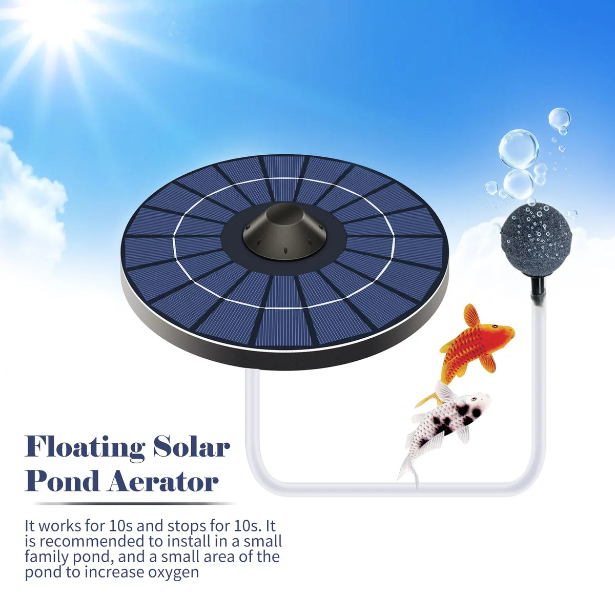 Stone With Pond Air Bubble Pond Aerator Tank Hose Fountain Birdbath for Pond Solar Aerator Pump and Circulation Small Oxygenator Fish
