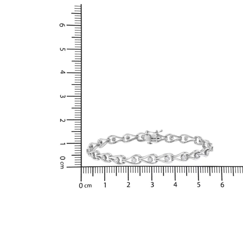 and Diamond - .925 Pear Bracelet Color, Clarity) Cttw 1/10 Bezel I3 Sterling 7.25" (I-J Link Silver Miracle-Set