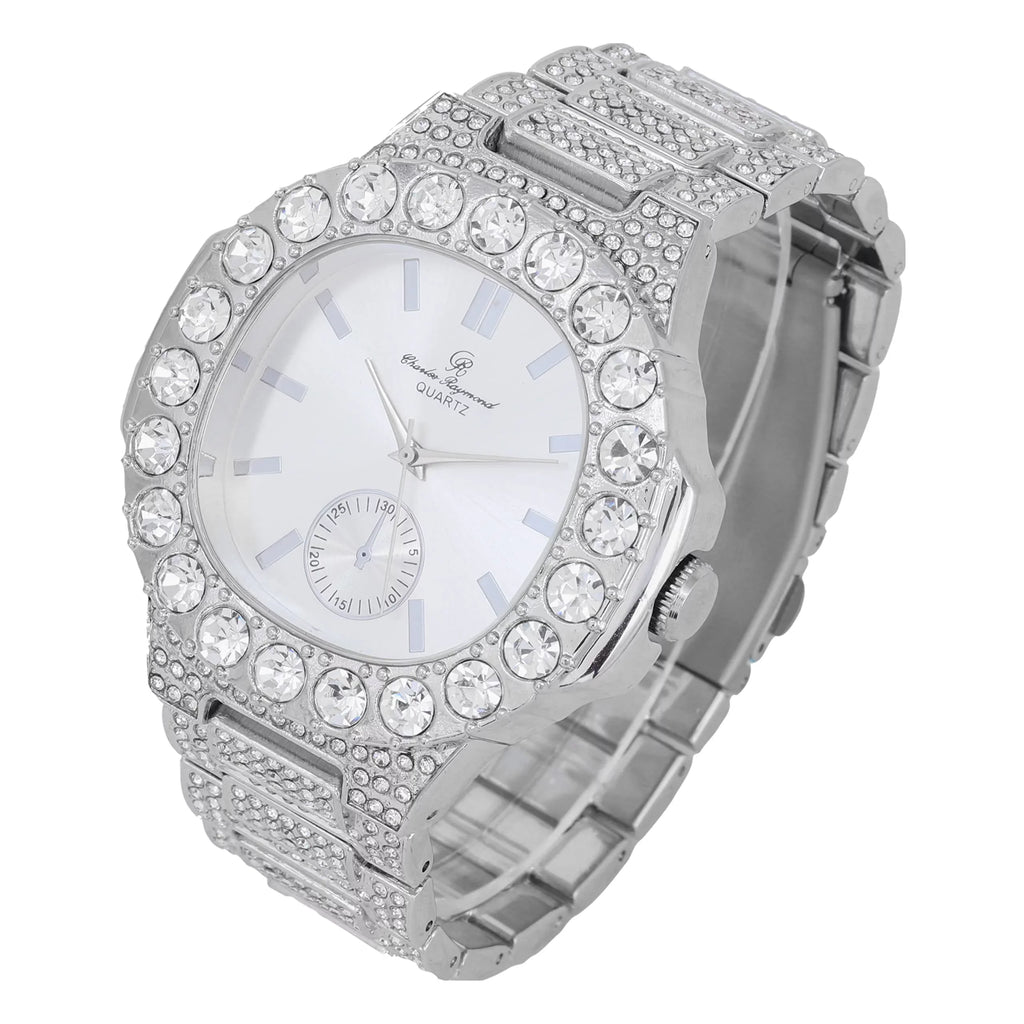 Diamonds Your Out Choice!! Baguette King. Mens is for Better Oversized The Diamonds Oblong Your Style!! Bigger Bling-ed (Silver Metal - Luxurious - or Watch Silver) ST10316CE
