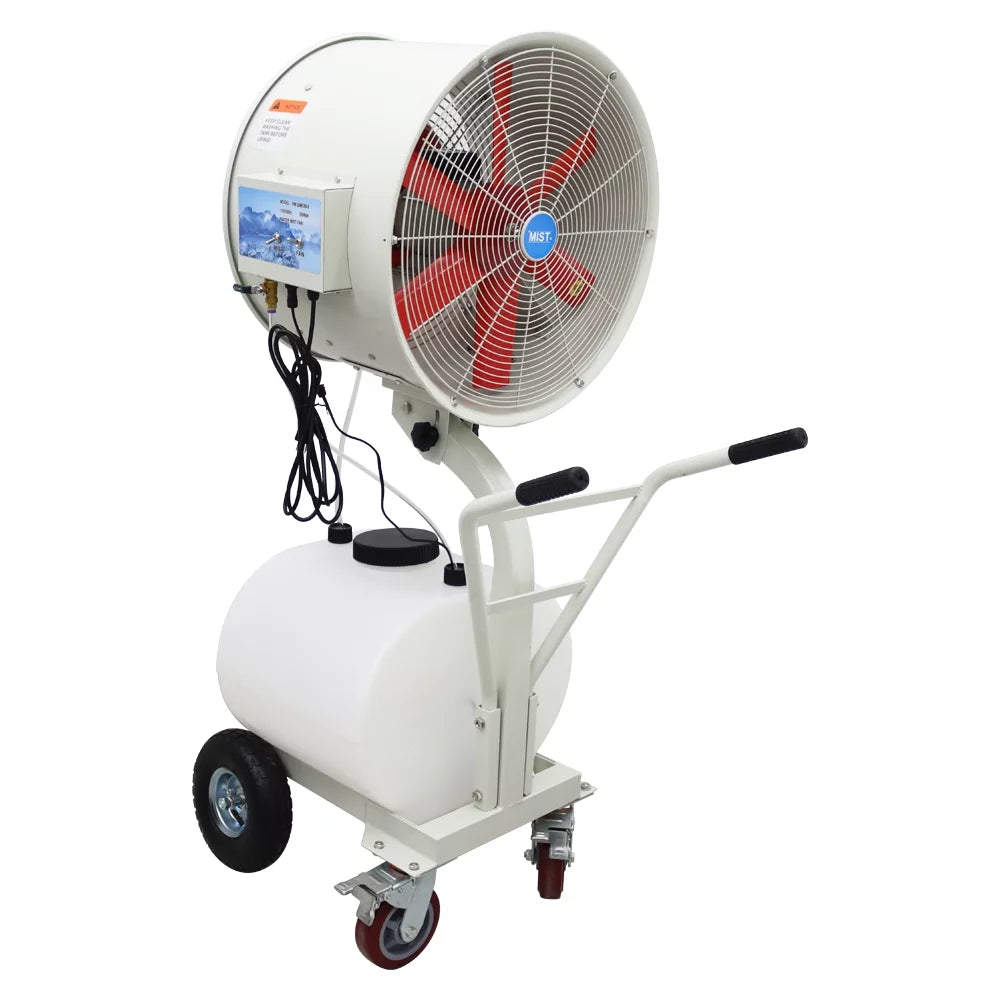 Cooling Hand-pushed and 110V Fan Humidification Watering Spray PreAsion Industrial Electric Humidification Spray Fan