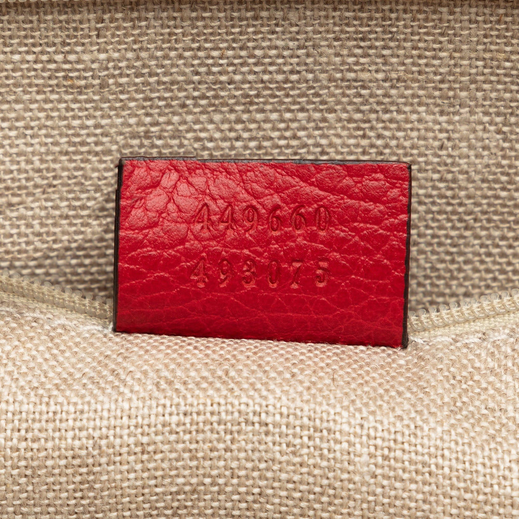 Leather Red Unisex Satchel Charm GG (Good) Calf Authenticated Dome Gucci Pre-Owned Convertible