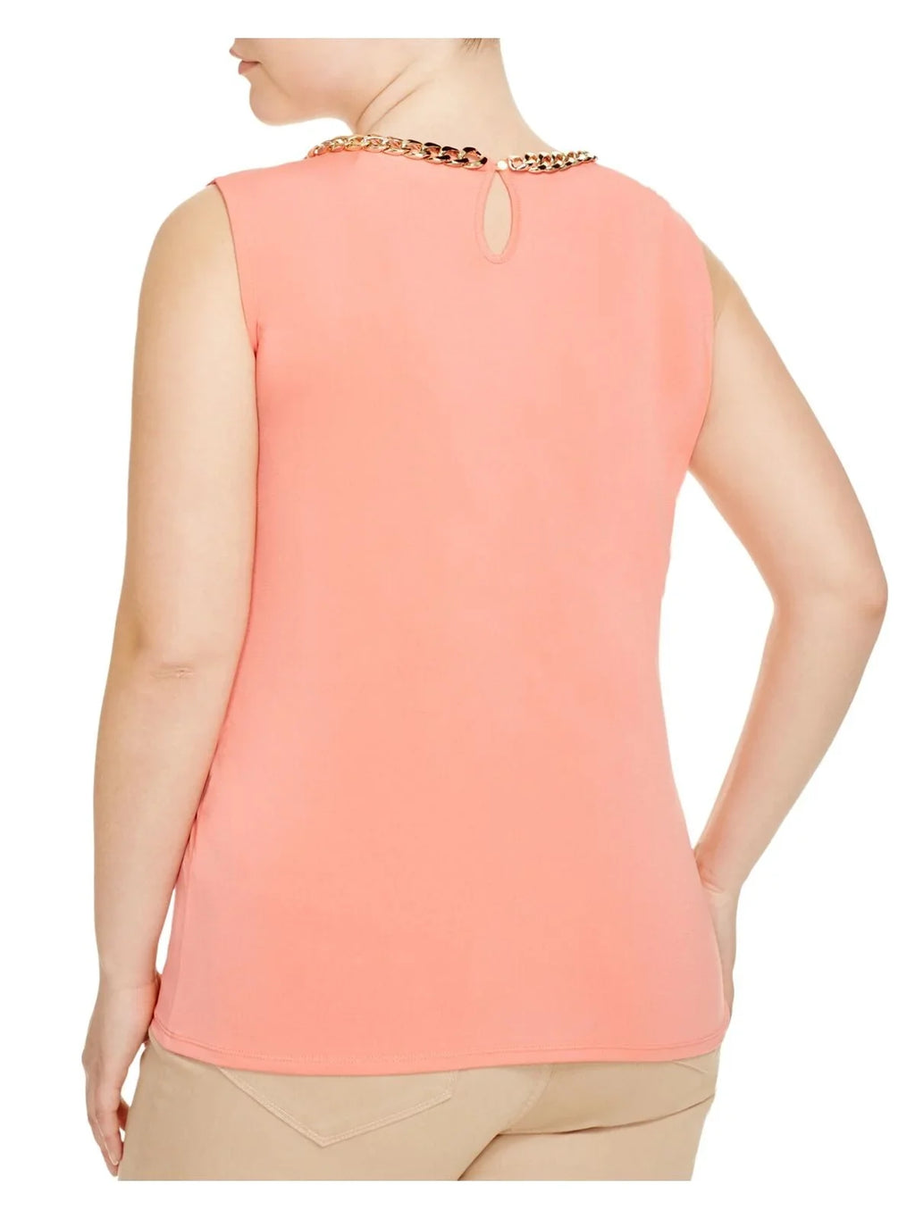 Top Neck 2X Womens KLEIN Tank Plus CALVIN Round Sleeveless Pink