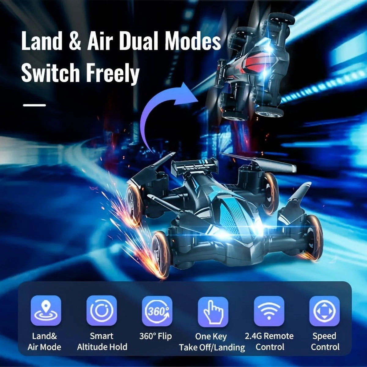 Flight, And RC Setting, Drone Switch Unmanned Stable For And Toy Toys Land Four-axis Height Drone Low-speed Gift Dual-use Air High-speed Car Intelligent