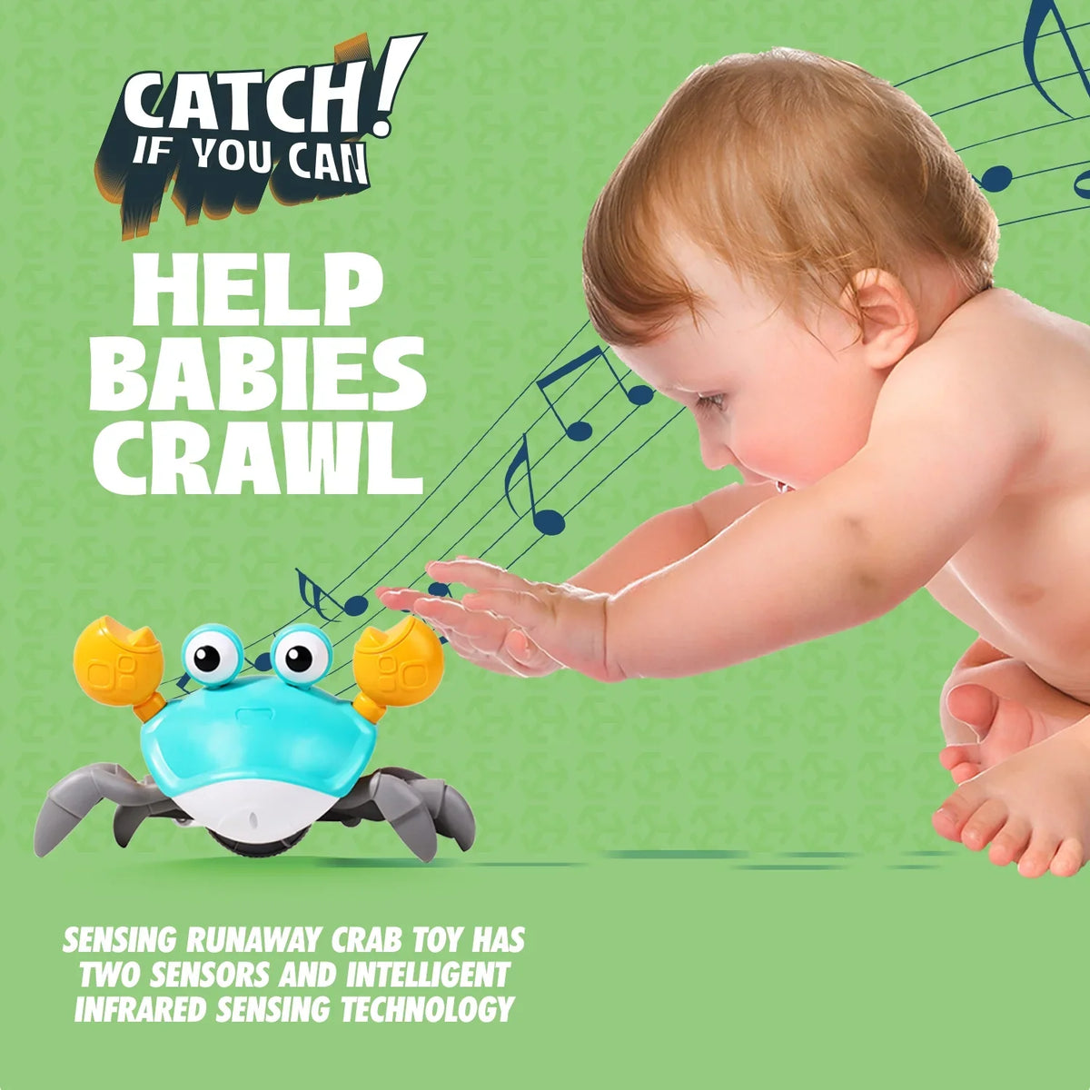 For Crab Time, Tummy Kids 6-12 Light Music And Learning And 0-6 Crawl Months Toddlers Years Kids And Gift Crawling - Favorite Little Entertaining Aura Beautiful With Cognitive Development