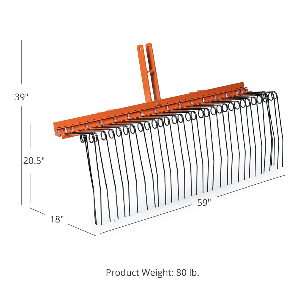 Rake, 1 Landscape Rake Attachments FT 5 Drag-Behind 3 Tines, Pine Straw Spring Needle Category Coil Point Tractors, Titan