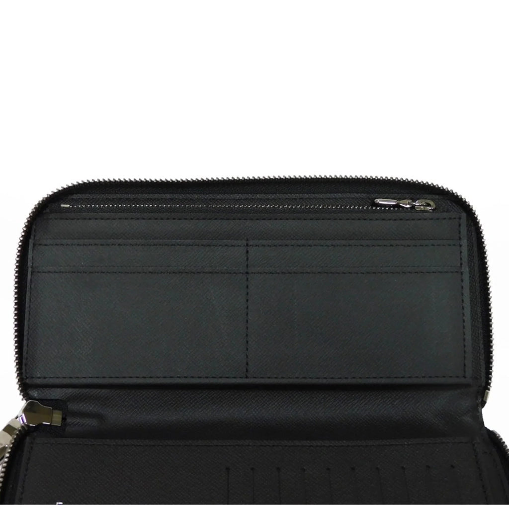 Monogram Billfold Round Men's LV Zipper Logo (Good) VUITTON Eclipse LOUIS Pre-Owned Noir Long Zippy Vertical Wallet M62295