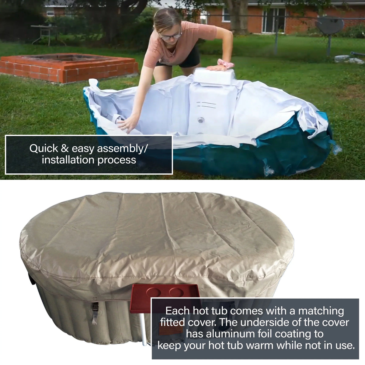 Person 145 ALEKO Cover Gallon with Oval 2 Hot Brown Jetted Inflatable Tub