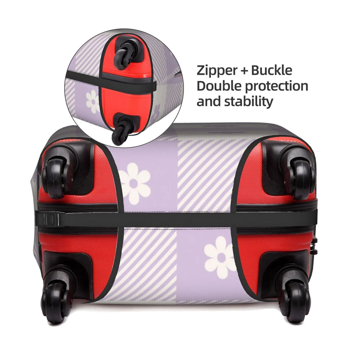 Floral Kll Luggage Suitcase Suitcase Cover Protector- Plaid Buffalo Cover Purple