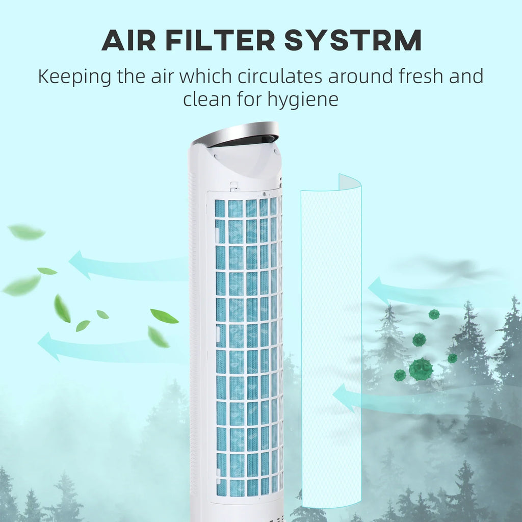 Humidifier, 40" Cooler Air Ice Cooling Timer, 3-In-1 with Modes, Fan Office, Display, 3 White Home 3 8H Speeds, Evaporative LED Remote, for Oscillating, HOMCOM